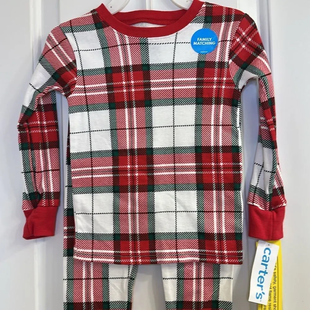 Carter’s Holiday Plaid Cotton PJ Pajama Set Size 2T Unisex
